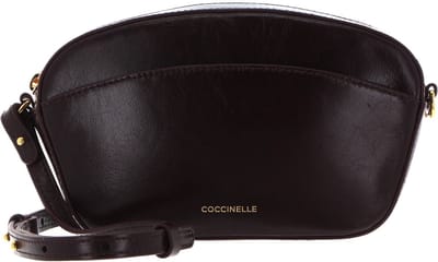 COCCINELLE Leren Schoudertas Enchanteuse Mini Bag Craquele Leather Darkbrown Donkerbruin