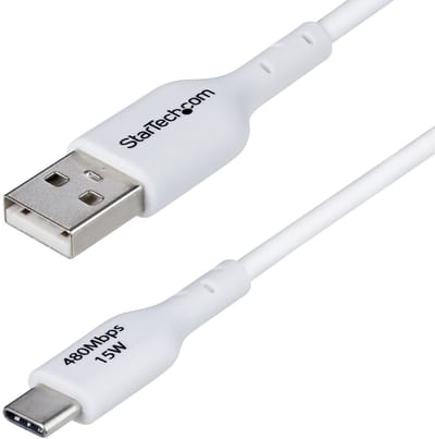 StarTech.com 1m USB-A naar USB-C Laadkabel, USB-A naar USB Type-C Oplaadkabel, Opladen & Synchroniseren, 3A Fast Charge, USB 2.0 Data Transfer Kabel, TPE Mantel, Wit