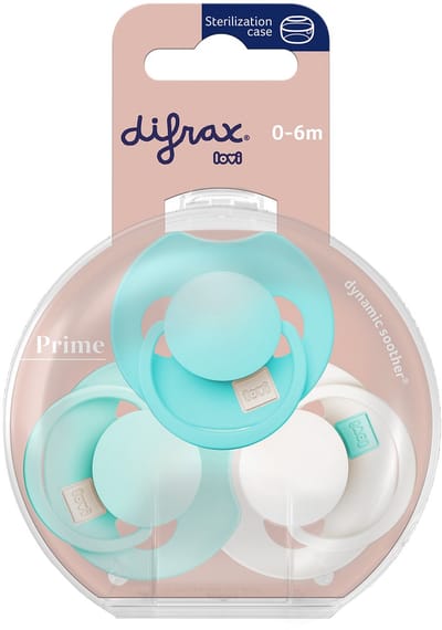 Difrax Prime Tutti Frutti Fopspeen - 0-6 Maanden - 3 Stuks - Aqua Green