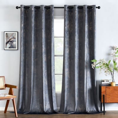 Unyqoos® Elegant en Isolerend Fluwelen Gordijnenset met Metalen Ogen voor Slaapkamer en Woonkamer - 2 Panelen, Grijs