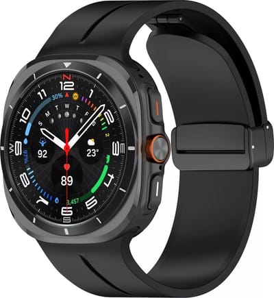 Strap-it Siliconen sport bandje met magnetische D-buckle sluiting - geschikt voor Samsung Galaxy Watch Ultra 2 (2026) / Ultra (2024/2025) - zwart