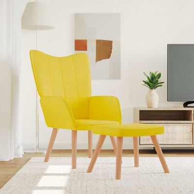 vidaXL Relaxstoel met voetenbank stof mosterdgeel