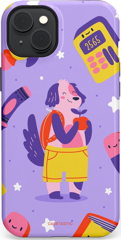 Casetastic hoesje geschikt voor Apple iPhone 15 Plus - MagSafe - Dubbellaagse bescherming - Tussen boeken en sterren - Fashion Case - Lavendel Geel