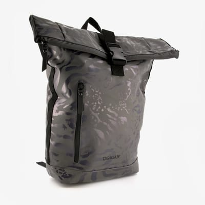 Osaga rolltop rugzak waterdicht zwart met panterprint 14 liter