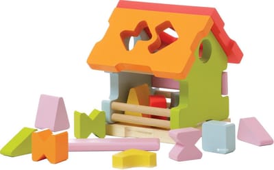 Houten vormenstoof - Sorteer Huis - insteekspel