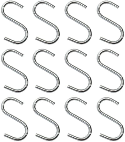 Dailygoods- S-haken roestvrij staal - 12 stuks - duurzaam - roestbestendig - ophanghaken - keukenhaken - 5 x 4 cm