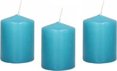 Trend Candles Cilinderkaars/stompkaars - 8x - turquoise - 6 x 8 cm - 29 branduren - met brandvertragende folie