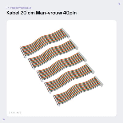 Dailygoods Kabel - 20 cm - Man-vrouw 40pin - Breadboard Jumper Draden - Computer Accessoires - Geschikt voor T-board - Set van 5