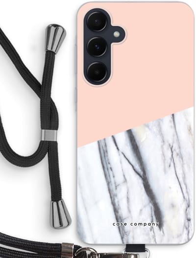 Case Company® - Hoesje met koord geschikt voor Samsung Galaxy A55 hoesje met Koord - A touch of peach - Telefoonhoesje met Zwart Koord - Bescherming aan alle Kanten en Over de Schermrand