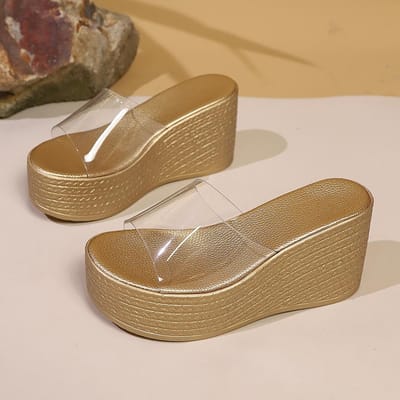 Zomer PVC Jelly Sleehakken Plateau Dames Sandalen Casual Schoenen Transparante Peep Toe Slippers 38 brown