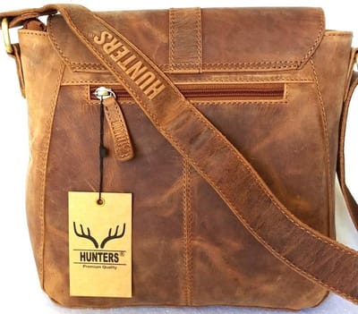Hunters leren crossbody tas bruin