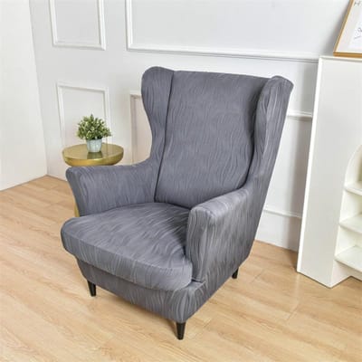 Housse Élastique pour Fauteuil Aile Anti-saleté Ondes d'Eau Housse de Siège Couleur Unie Housse Unique pour Fauteuil Relax pour Salon Maison