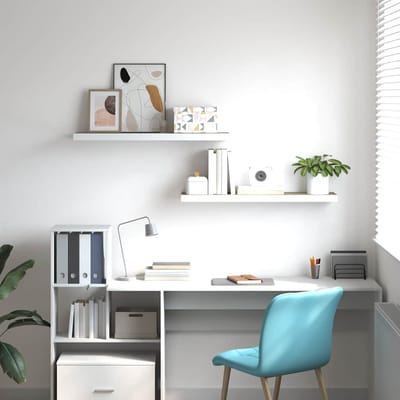 vidaXL - Wandschappen - zwevend - 2 - st - 90x23,5x3,8 - cm - MDF - eikenkleurig - wit