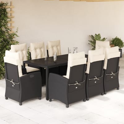 vidaXL - 9-delige - Tuinset - poly - rattan - zwart