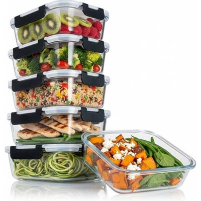 Organess Meal prep bakjes - Vershoudbakjes - Diepvriesbakjes - 6 Stuks - 6x1040ML - BPA vrij - Glas - BPA vrije deksel