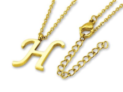 Amanto Ketting Letter H Goldcolor - 316L Staal - Alfabet - 17x16mm - 50cm