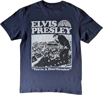 Elvis Presley - Elvis Heartbreaker Heren T-shirt - M - Donkerblauw