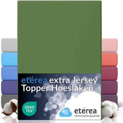 etérea Extra Jersey Hoeslaken 140x200 - 160x220 cm - Topper 10 cm - Oekotex - 100% katoen - Groen
