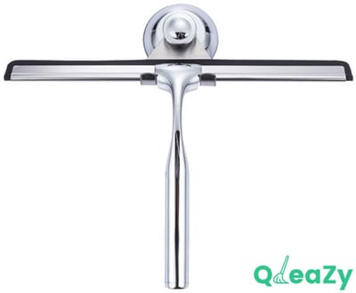 Luxe Douchewisser RVS - 25.8 x 17.3 cm - RVS gepolijst - Met Haak Zonder Boren - Met Zuignap - Douchetrekker - Ramentrekker - Badkamer - Spiegel - Glasreiniging - Tegel - Badkamer accessoires - Zilver