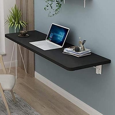 Opvouwbaar wandbureau - Klaptafel bureau - Ruimtebesparend werken - Dubbele ondersteuning - 50 kg draagkracht - Houtkleur