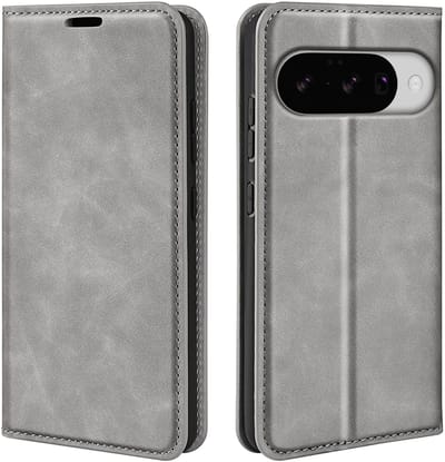 MobyDefend Hoesje - Geschikt voor Google Pixel 10 / Google Pixel 10 Pro - Luxe Wallet Bookcase (Magnetische Sluiting) - Grijs