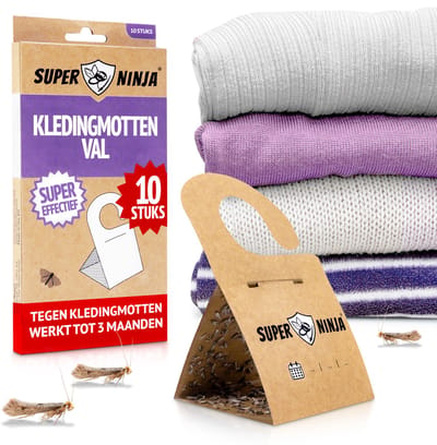 Super Ninja Kledingmottenval - 10 Ecologische Vallen om Kledingmotten Effectief te Bestrijden - Niet-Toxisch - Milieuvriendelijk & Biedt tot 4 Maanden Bescherming