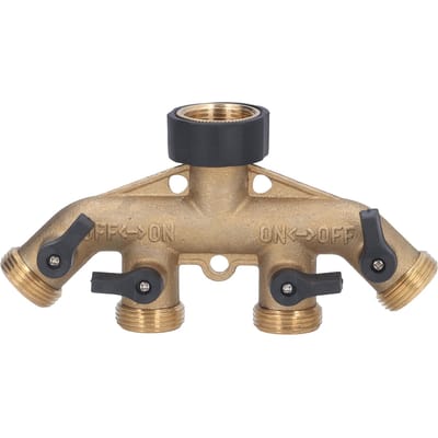 4-weg Slangkraan Verdeelstuk Messing Connector Distributeur voor Tuinirrigatie 34in Draad