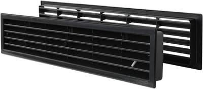 Telescopisch Ventilatie Rooster Rechthoekig Zwart Kunststof 452x90mm met Debietdoseerder
