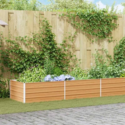 vidaXL - Verhoogde - plantenbak - Lichtbruin - 600 - x - 80 - x - 45 - cm - Gegevens - staal