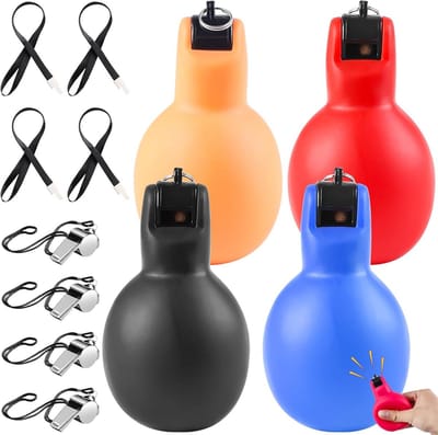 Set van 4 Handdrukfluitjes met Roestvrijstalen Sportfluitje - Ideaal voor Trainers en Coaching