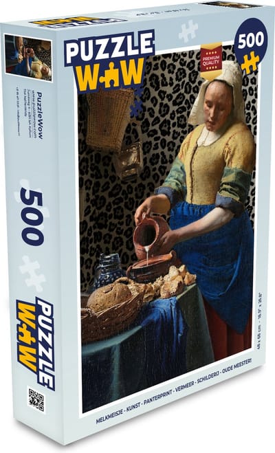 Puzzel Melkmeisje - Kunst - Panterprint - Vermeer - Schilderij - Oude meesters - Legpuzzel - Puzzel 500 stukjes