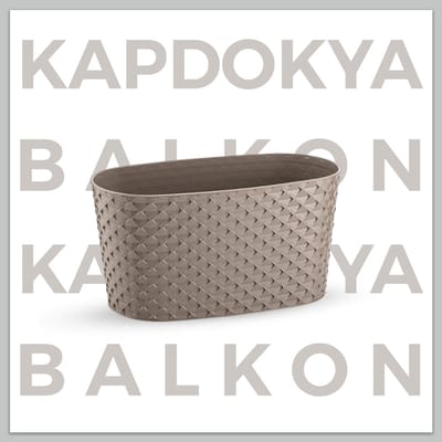 1+1 ovale bloempot - taupe - sierpot met wateropvang - 30cm - bloembak