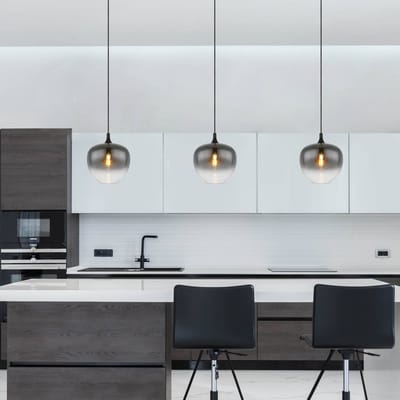 Globo Hanglamp Maxy – Zwart – Smoke Glas – Ø29 cm – E27 Fitting – Verstelbaar & Dimbaar  Productbeschrijving