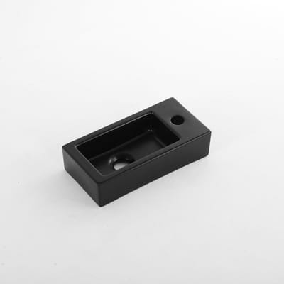 QeramiQ Dely Fontein - 38x18.5x9cm - keramiek - kraangat rechts - Mat Zwart