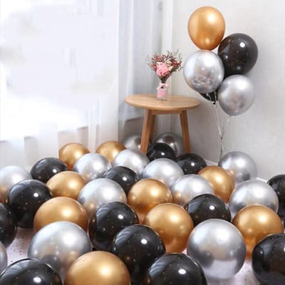 *** Luxe Chrome Ballonnen in Goud, Zwart en Zilver 12 Stuks - Helium Ballonnenset voor een Metallic Verjaardagsfeest - Party - van Heble® ***