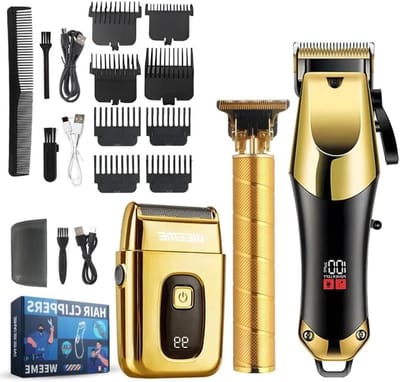 Oplaadbare Tondeuse - Elektrische Trimmer - Thuis Knippen - USB Oplaadbaar - 3-Delige Set - Zwart