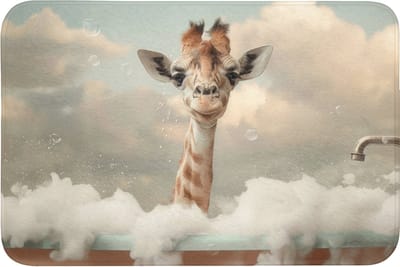 Badmat 90x60 cm - Antislip - Giraffe - Wilde dieren - Bad - Schuim - Badmatten voor badkamer - Badkamermat - Douchemat - Badkamer mat