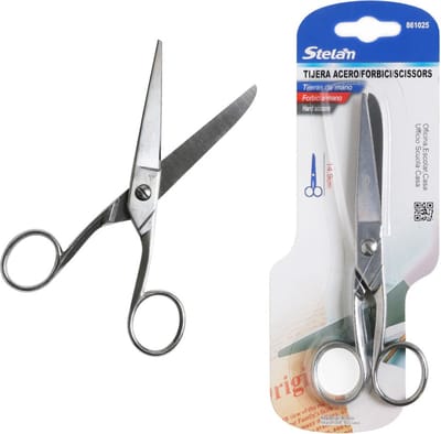 Decopatent - Schaar Metaal - Lengte: 14.9 Cm. - Voor Kantoor En Thuiswerken - Professionele Stelam Huishoudschaar - Rechts & Linkshandig - Hobby schaar - Kantoor scharen - Ideaal Voor Thuiskantoor - Zilver Kleurig