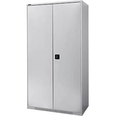 Schäfer Shop Genius FS vleugeldeurkast, staal, met ventilatiegaten, B 1055 x D 520 x H 1950 mm, 5 OH, witaluminium/wit-aluminium, tot 500 kg