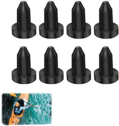 8 stuks - Waterdichte kajak-aftappluggen - Opdrukbare aftappluggen - Aftappluggen - Rubberen wateropvangpluggen - Rubberen kajak-aftappluggen - Zwart - Bodemdiameter 2,2 cm - Hoogte 3 cm - Kajakaccessoires - Geschikt voor kajak