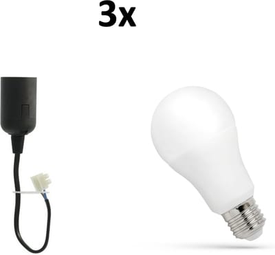 3x Verhuisfitting E27 & 11,5W E27 Lamp 4000K