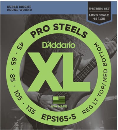 D'Addario 5er bas XL Pro Steels 45-135 45-65-85-105-135, EPS165-5 - Snarenset voor 5-string basgitaar