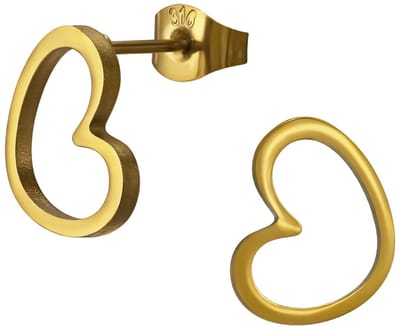 Joy Ibiza - hartje oorbellen - open hartje - chirurgisch staal - 12 x 9 mm - ip/pvd gold plated