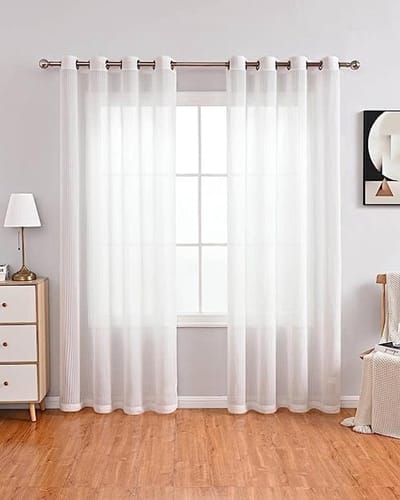 transparante gordijnen voor slaapkamer, transparante voile-doorvoertule, raamgordijnen voor woonkamer/terrasdeur, set van 2 panelen