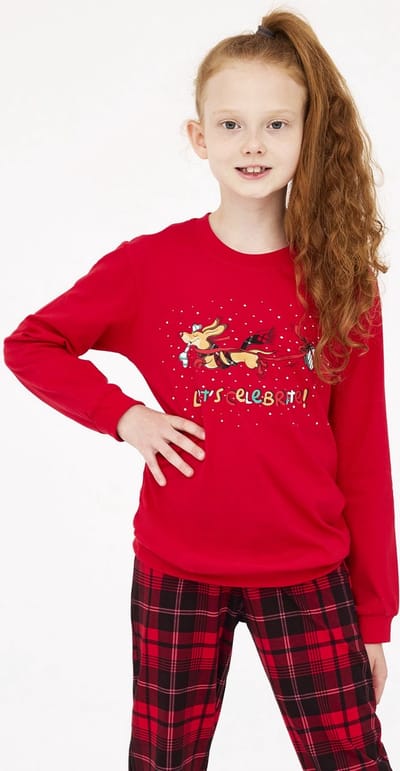 Cornette Meisjes Pyjama Lange Mouw Lange Broek Winter Kerst Matching Gezin Familie Celebrate 594/174 592/174 134/140
