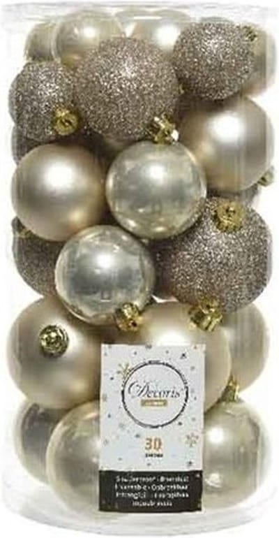 Decoris kerstballen - 60x st - champagne - 4-5-6 cm - kunststof - kerstversiering