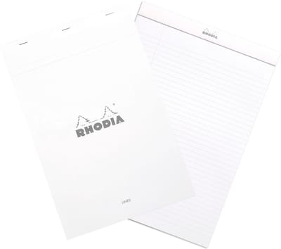 Rhodia Notitieblok - Schrijfblok - N19 - Gelijnd - 21x31,8 cm - 80g - wit - 80 vel