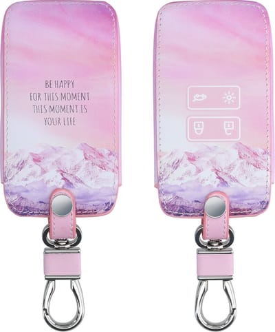 kwmobile autosleutel hoesje geschikt voor Renault 4-knops Smartkey (Keyless Go) - Autosleutel behuizing - Case in poederroze / paars / koraal - Be Happy Moment design