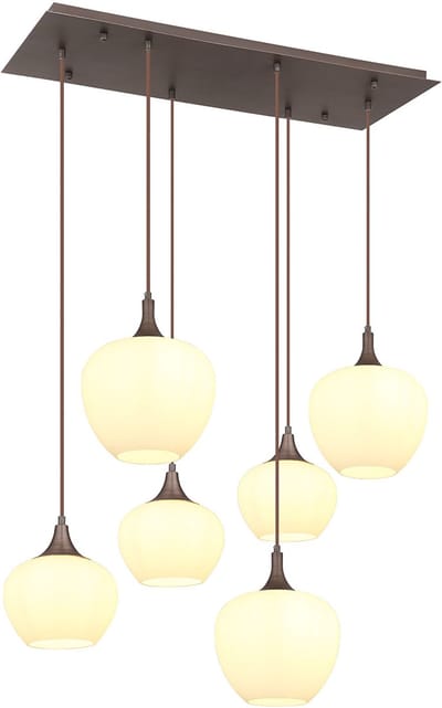 Globo - hanglamp - Maxy - bruin - glas - grote eettafellamp - E27 - 15548-6HC