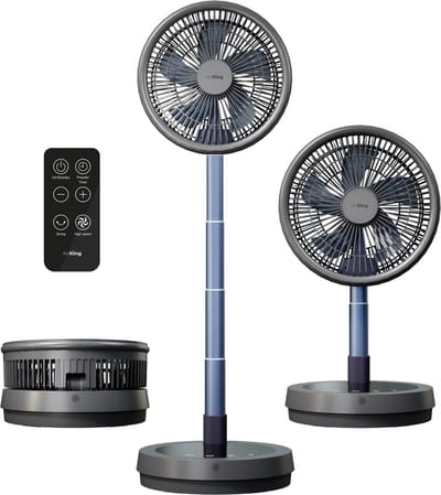 AirKing Ventilator staand draadloos Afstandsbediening - Tafelventilator 3in1 - Portable - Oplaadbaar - Ultra Stil - Timer - Statiefventilator - Vloerventilator - USB Ventilator - 8 standen